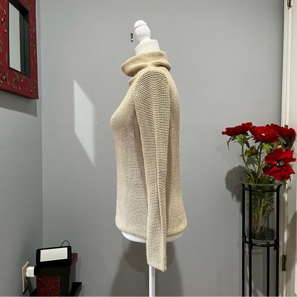 NEW Banana Republic Classic Knit Fisherman Funnel Neck Sweater Wheat XS NWT - Picture 6 of 15